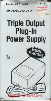Triple Output Plug-In Power Supply  Box Back 200px