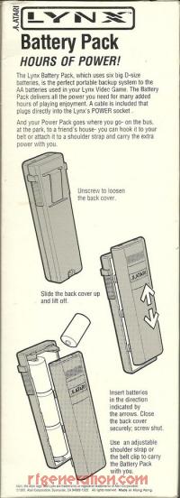 Atari Lynx Power Pack  Box Back 200px