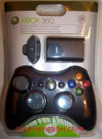 Xbox 360 Wireless Controller with Play & Charge Kit Black Box Front 200px