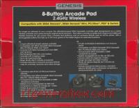 8-Button Arcade Pad 2.4GHz Wireless Genesis - Black Box Back 200px