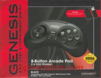 8-Button Arcade Pad 2.4GHz Wireless Genesis - Black Box Front 200px